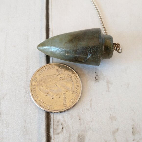 Crystal Pendulum Labradorite Chakra Chips Handmade Teardrop with Mini Stones - Picture 6 of 9
